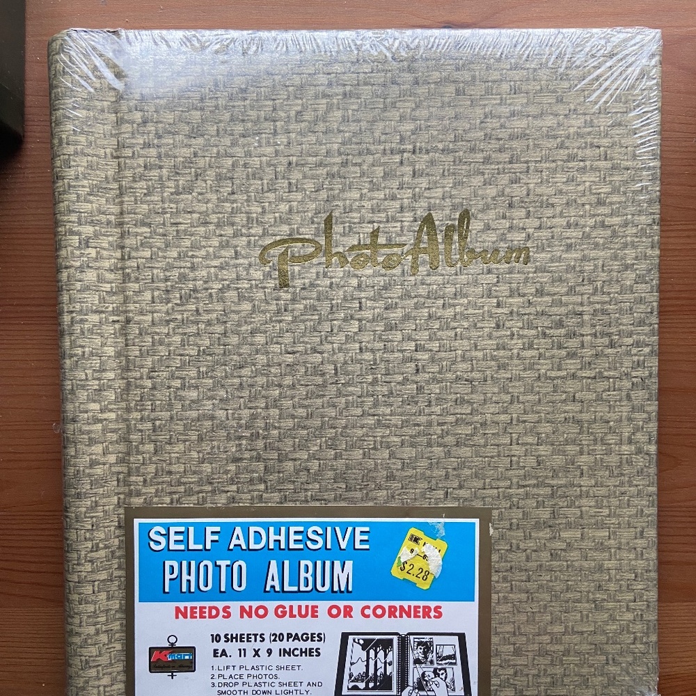 Vintage Photo Album NEW Self Adhesive Pages Sealed New Old Stock Kmart Gray